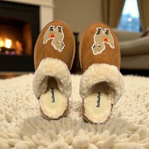 5 LEFT ⚠️Adorable‼️NEW IN BOX Soludos Suede Novelty Slippers Llama Cozy Faux Fur